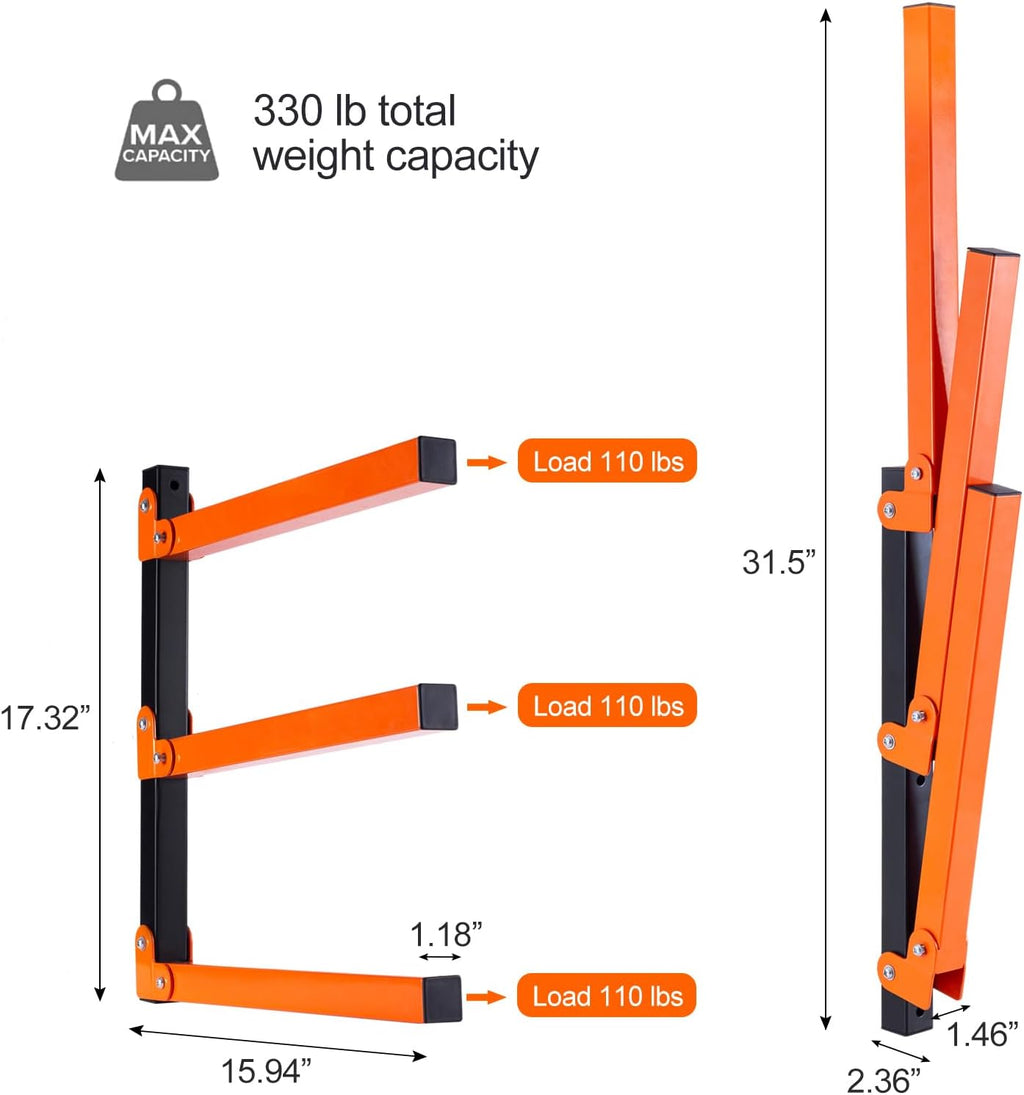 Ultrawall Wall Mount Wood Organizer - 3-Level Metal Rack for Indoor & Outdoor Use | 4 Pack