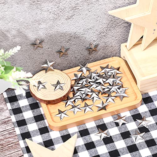 Hotop 50 Pieces Silver Metal Barn Star 1.18 Inch 3D Rustic Holiday Decor