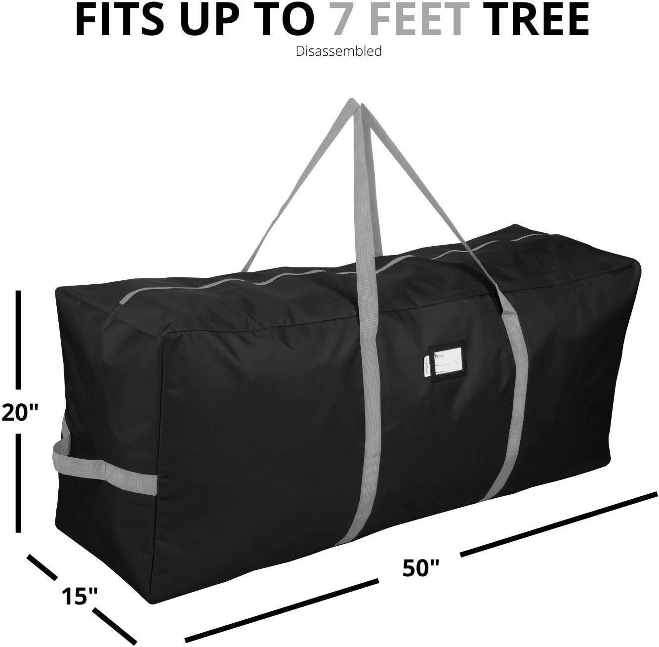 Primode Christmas Tree Storage Bag - Heavy Duty Design Fits Up to 7.5 Ft Tree | 50” x 15” x 20” | Durable 600D Oxford Material (Black)