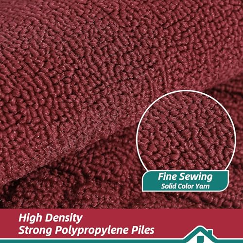 Non-Slip Kitchen Rug 20"x30" - Washable Absorbent Burgundy Floor Mat