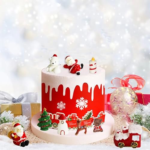 36 Pcs Christmas Miniature Figurines Kits, Mini Resin Santa Claus Christmas Trees Snowman Ornaments Micro Landscape Accessories for DIY Snow Globes Christmas Village Fairy Garden