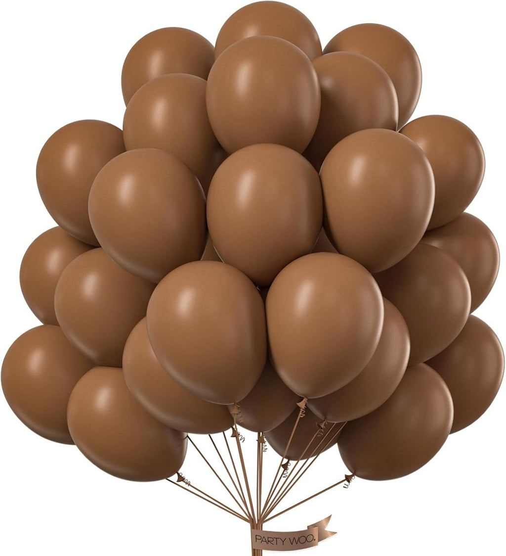 PartyWoo Brown Balloons - 101 Pcs 12 Inch Boho Neutral Coffee Tan Latex for Weddings & Celebrations