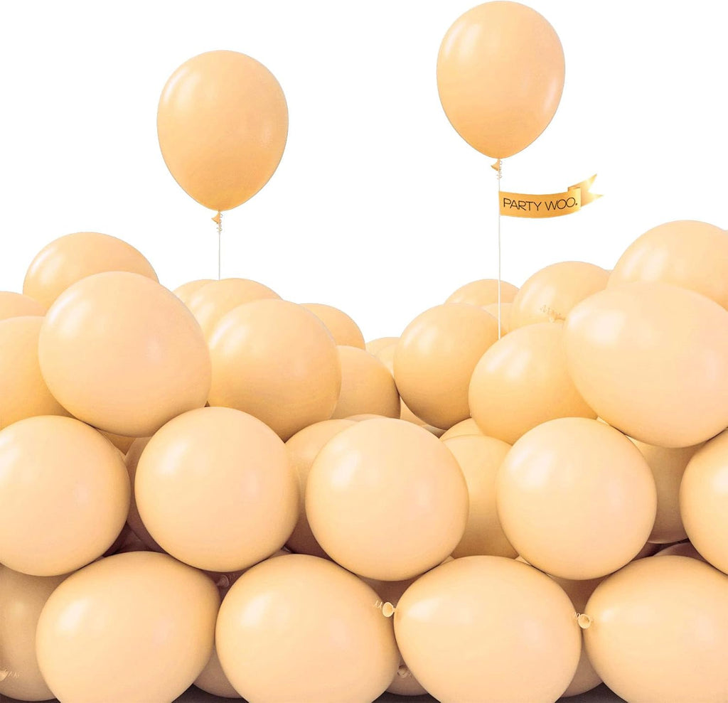 PartyWoo Nude Balloons - 50pcs 5-Inch Apricot Latex Balloons for Boho Fall Celebrations