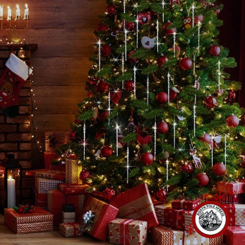 Large Clear Glass Icicle Christmas Ornaments - Set of 24, Frost Look, 6 & 8 Inches