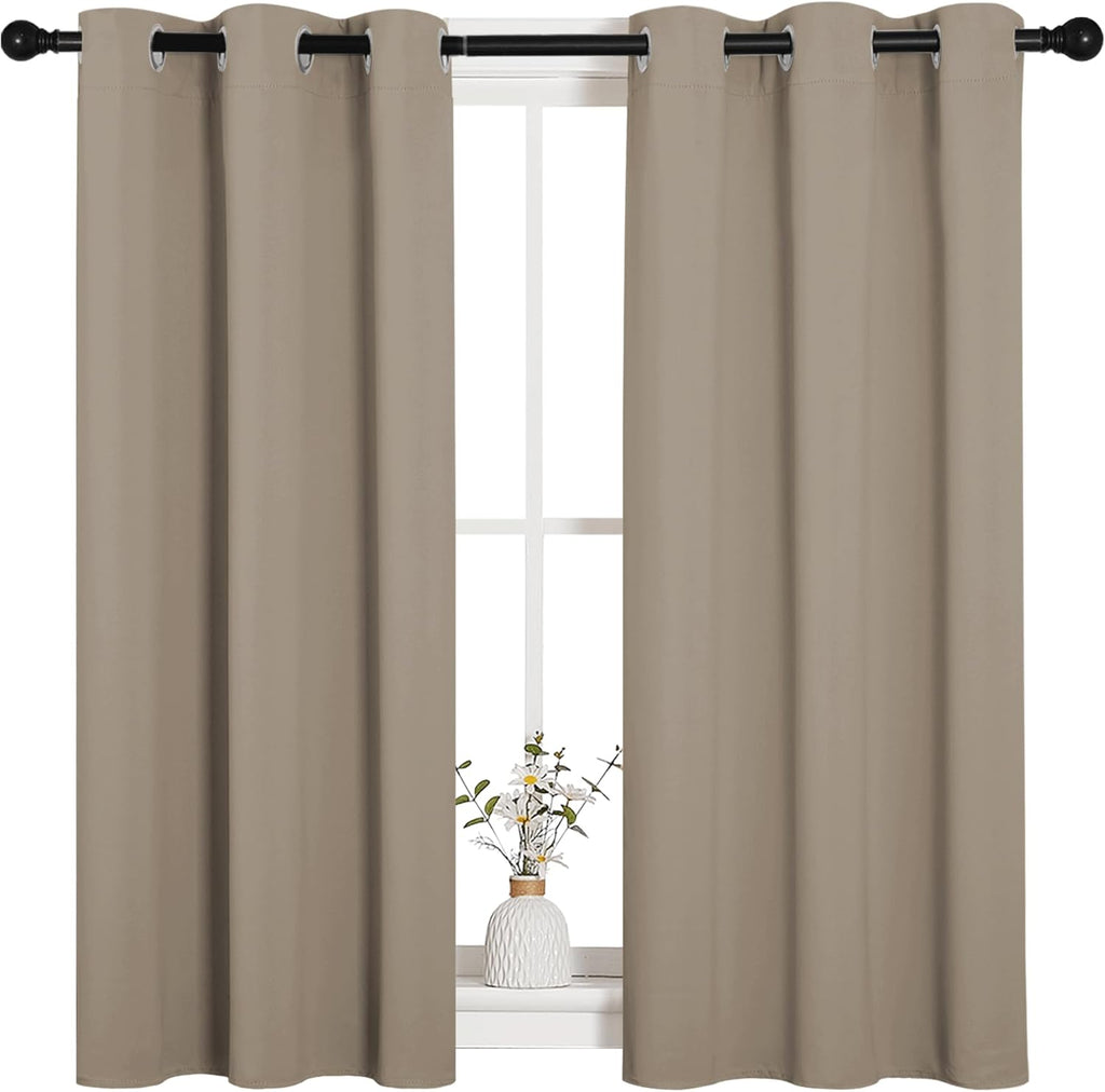 NICETOWN Blackout Curtain Panels - Thermal Insulated Draperies | Solid Grommet Design, Taupe, 34x45 Inch (1 Pair)