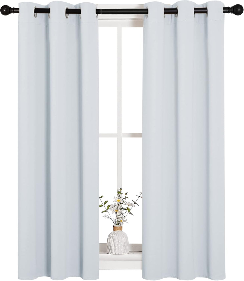 NICETOWN Room Darkening Curtains - Thermal Insulated Grommet Drapes, 2 Panels, 29x40, Greyish White