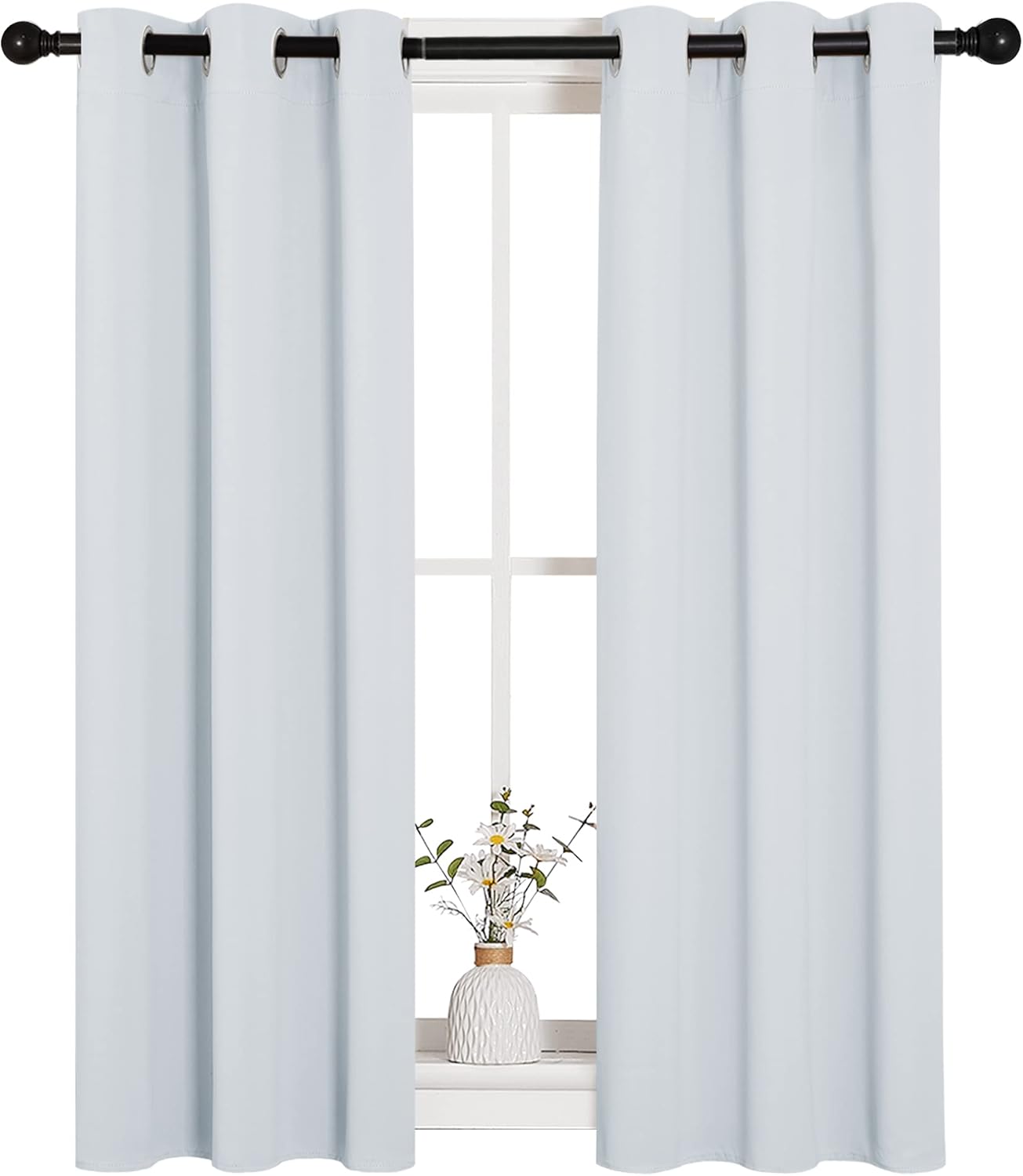 NICETOWN Room Darkening Curtains - Thermal Insulated Grommet Drapes, 2 Panels, 29x40, Greyish White