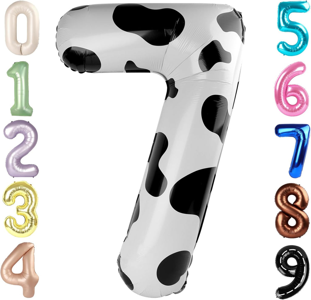 Skiennix 40-Inch Balloon Number 7 - Elegant White & Black Birthday Decor for All Ages | Perfect for Engagements & Weddings