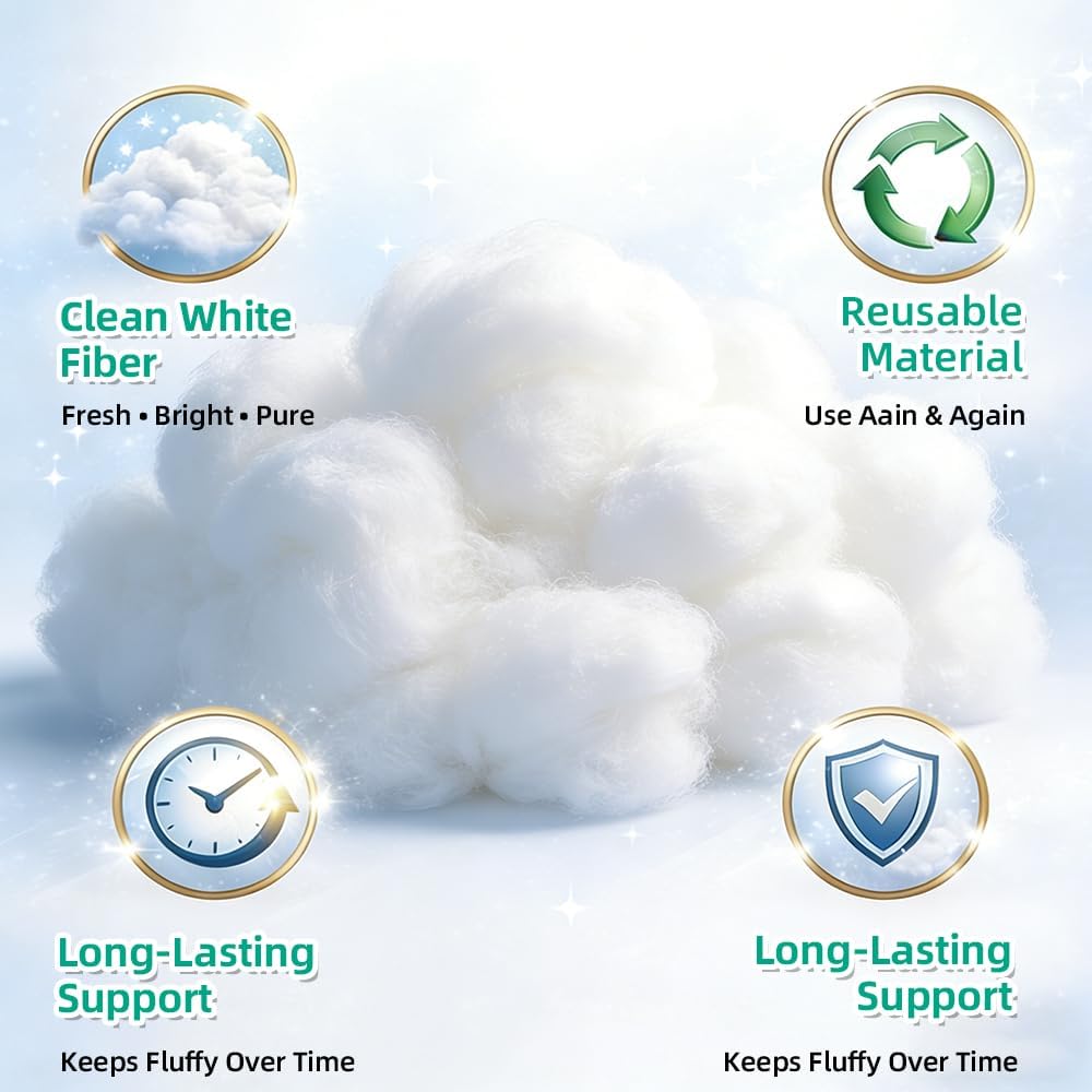 Welacer Polyfill Stuffing - Fluffy Pillow Filling for Stuffed Animals & DIY Crafts | 36.8oz Premium White Polyester