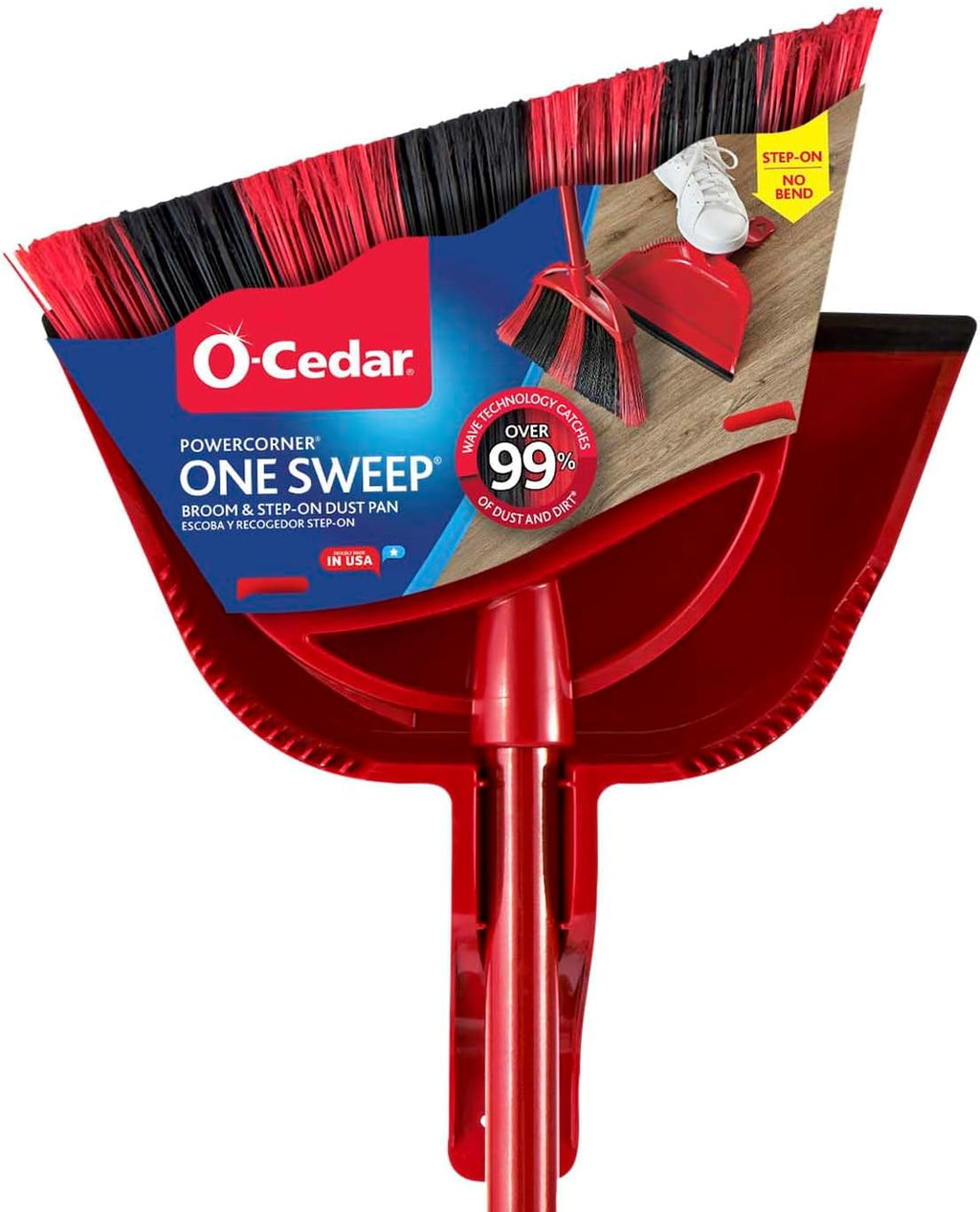 O-Cedar One Sweep Broom - Lightweight Step-On Dustpan for Effortless Pet Hair Removal | Quiet Cleaning Tool