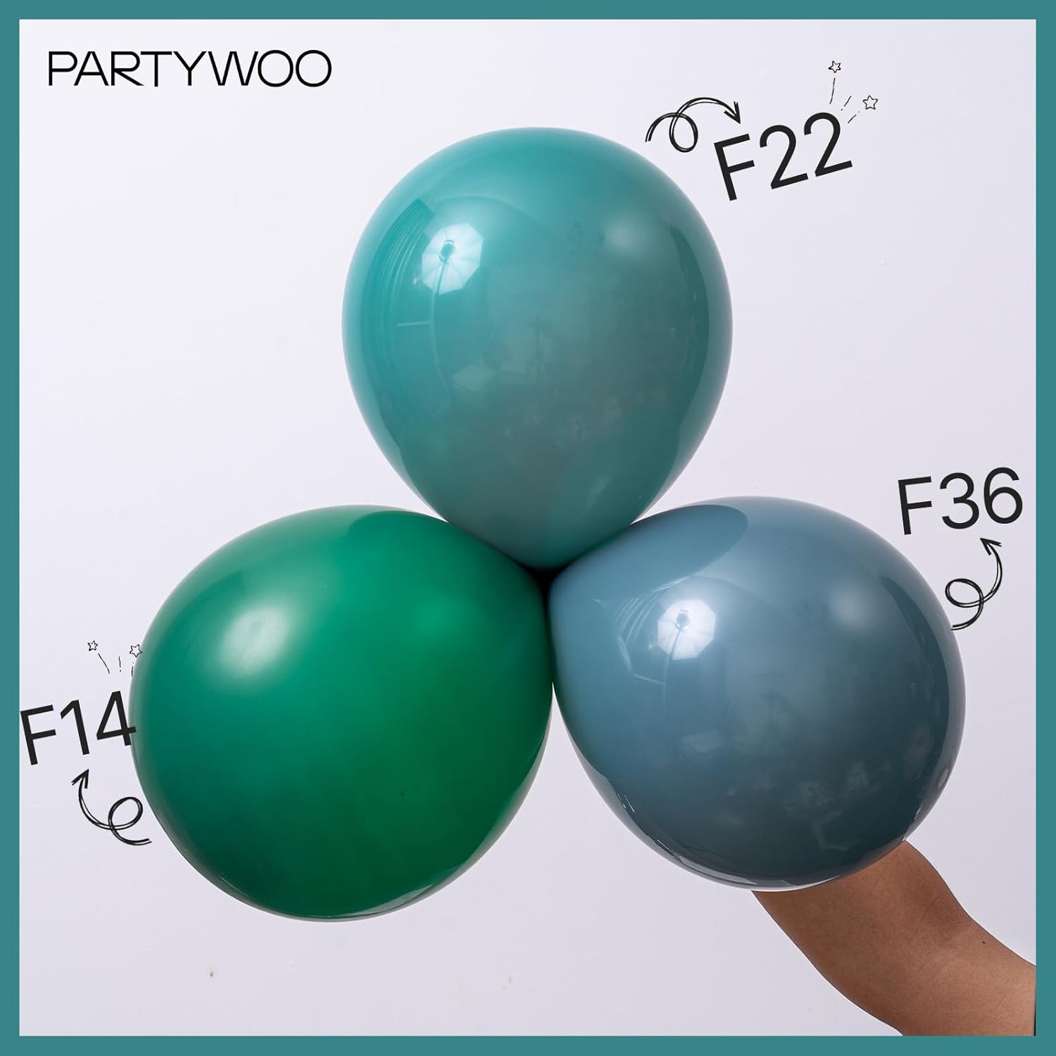 PartyWoo Dark Green Balloons - 140-Piece Jungle Dinosaur Theme Arch Kit | 5-12 Inch Emerald & Hunter Green