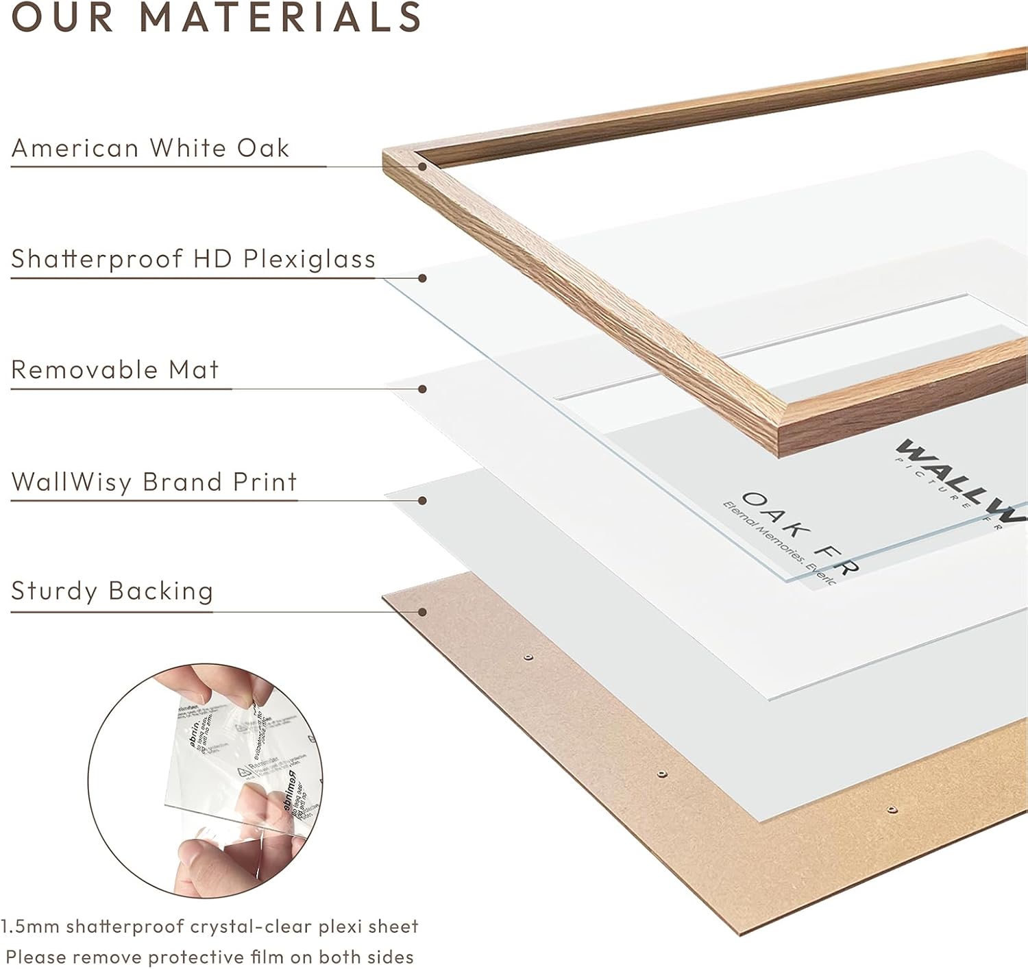 Solid Oak Picture Frame by [Brand Name] - 8.5x11 with Mat for 6x8 Opening | Natural Wood for Wall/Tabletop Display