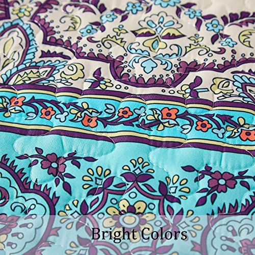 Boho King Quilt Bedding Set - 3-Piece All-Season Microfiber Coverlet Set