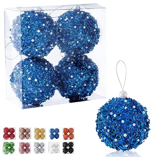 4.25" Christmas Ball Ornaments, 4pc Set Shatterproof Decorations Tree