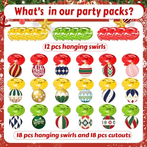 Pedel Christmas Ball Variation: 48Pcs Hanging Foil Swirls Ceiling Decor