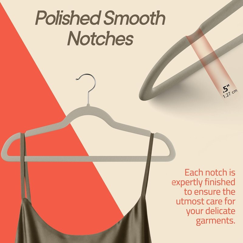 Ivory Velvet Hangers 150 Pack – 360° Swivel Hook, Non-Slip and Space Saving Hangers, Heavy-Duty 11 lbs Weight Capacity - Smooth Velvet Finish for Crease-Free Clothes and Effortless Closet Organization