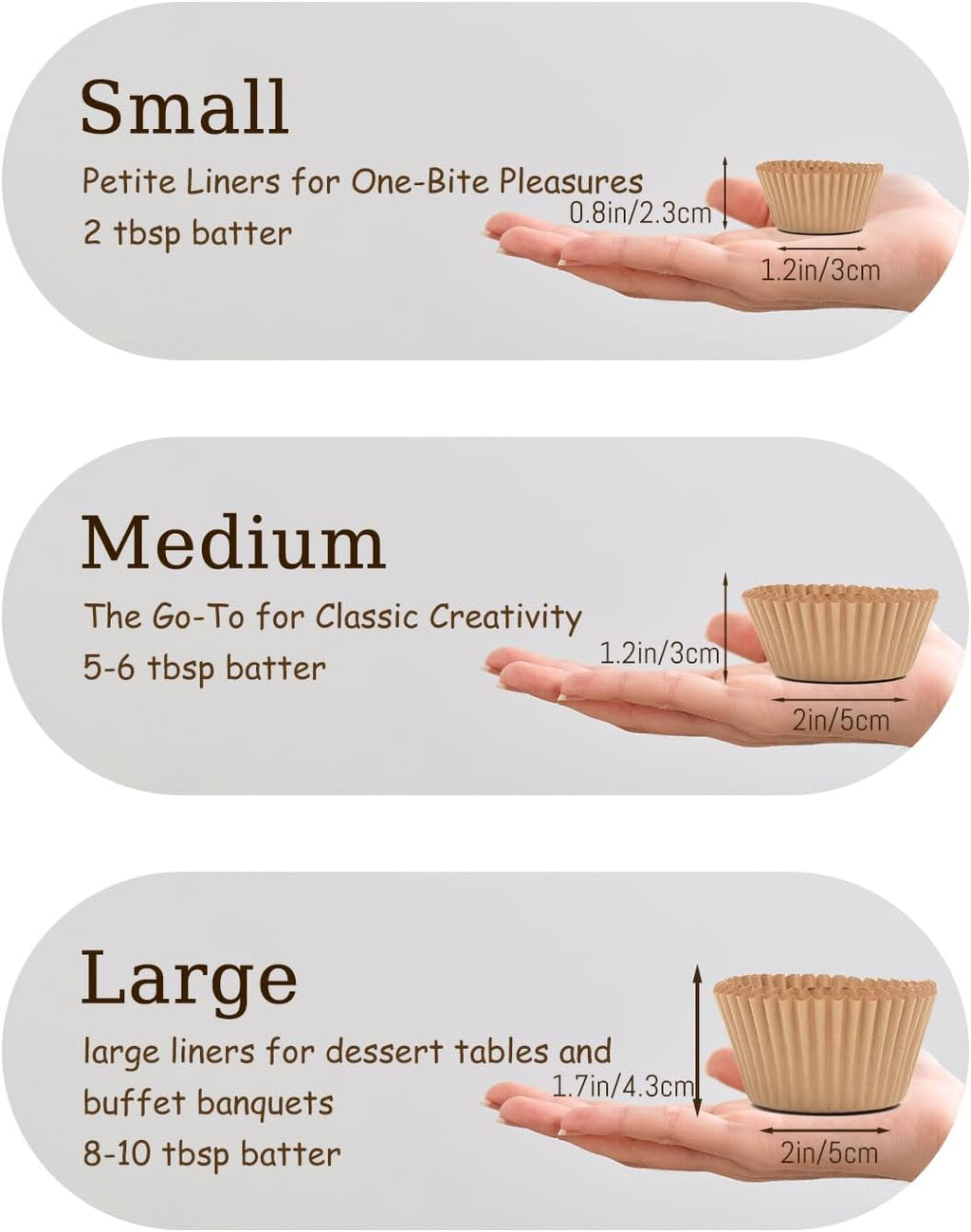 Qiqee Mini Cupcake Liners - 1000 Count Natural Food Grade Baking Cups | Odorless Small Size