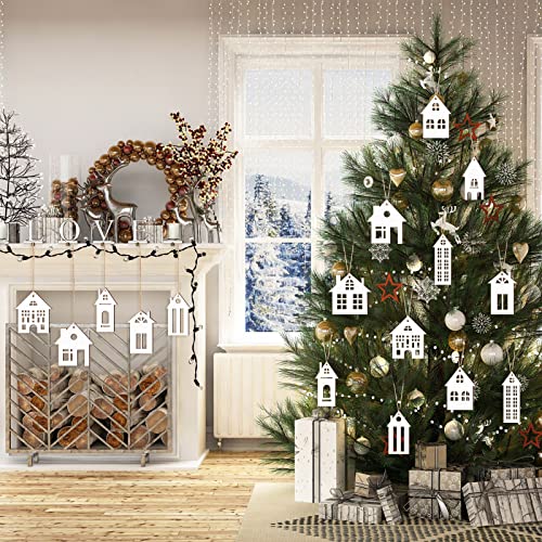 Talltalk 36 Pcs Christmas Wood Ornaments Set – White Cutouts for Crafts