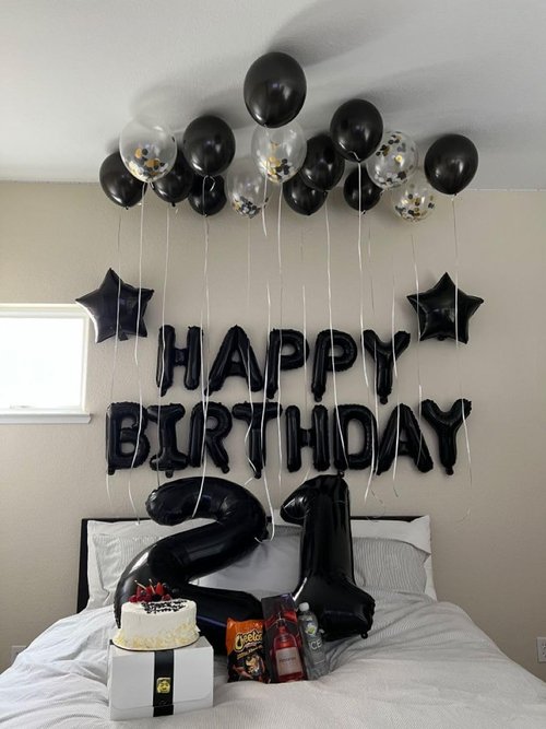 IWERP Black 40-Inch Number Balloon - 6th Birthday Decorations with Gold Accents | Reusable & Self-Sealing