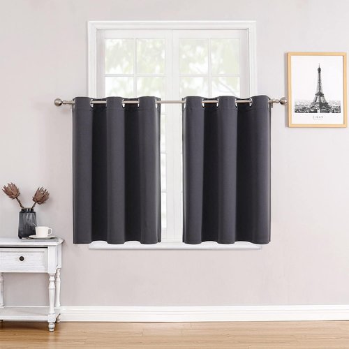 ChrisDowa Small Window Curtains - Grommet Thermal Insulated Room Darkening Panels, Dark Grey (52 x 36 Inch)