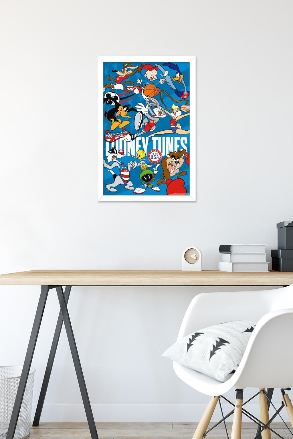 Trends International Looney Tunes x Team USA - Group Wall Poster, 22.4L x 14.7W, White Framed Version