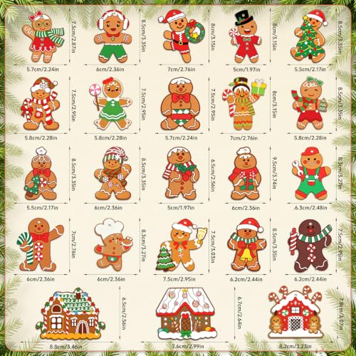 36-Pack Wooden Gingerbread Man Ornaments for Christmas Tree Decoration - BWFY