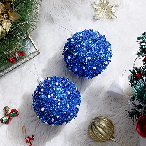 4.25" Christmas Ball Ornaments, 4pc Set Shatterproof Decorations Tree