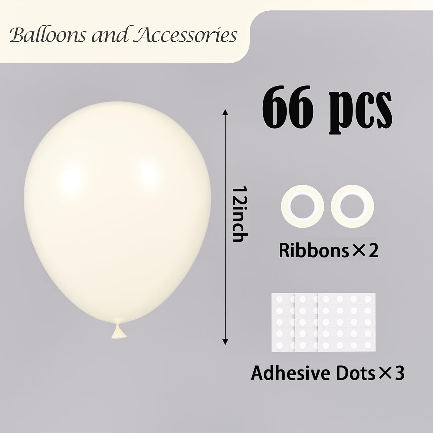 Voircoloria Ivory White Balloons - 12-Inch Latex Party Balloons | 66-Pack for Weddings & Celebrations