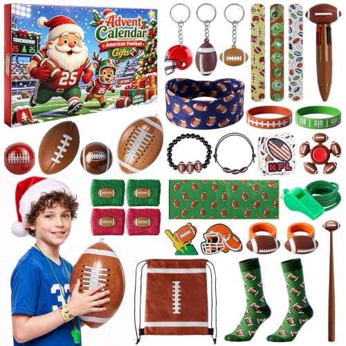 FUHSY 24-Piece Football Advent Calendar 2026 for Kids, Christmas Countdown Gifts