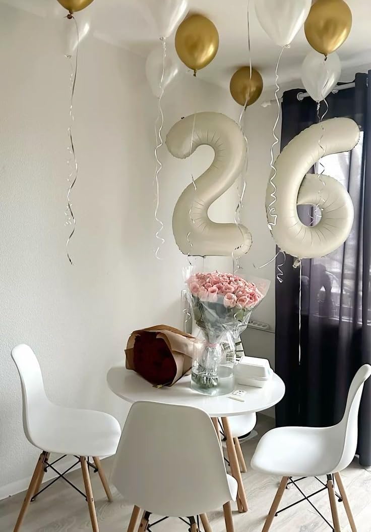 Skiennix 40-Inch Cream Balloon - Sweet 16 Birthday Decorations | Large Foil Number for Events