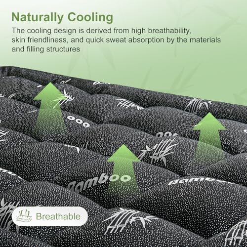 Queen Size Bamboo Mattress Topper - Soft Cooling Pillow Top Pad