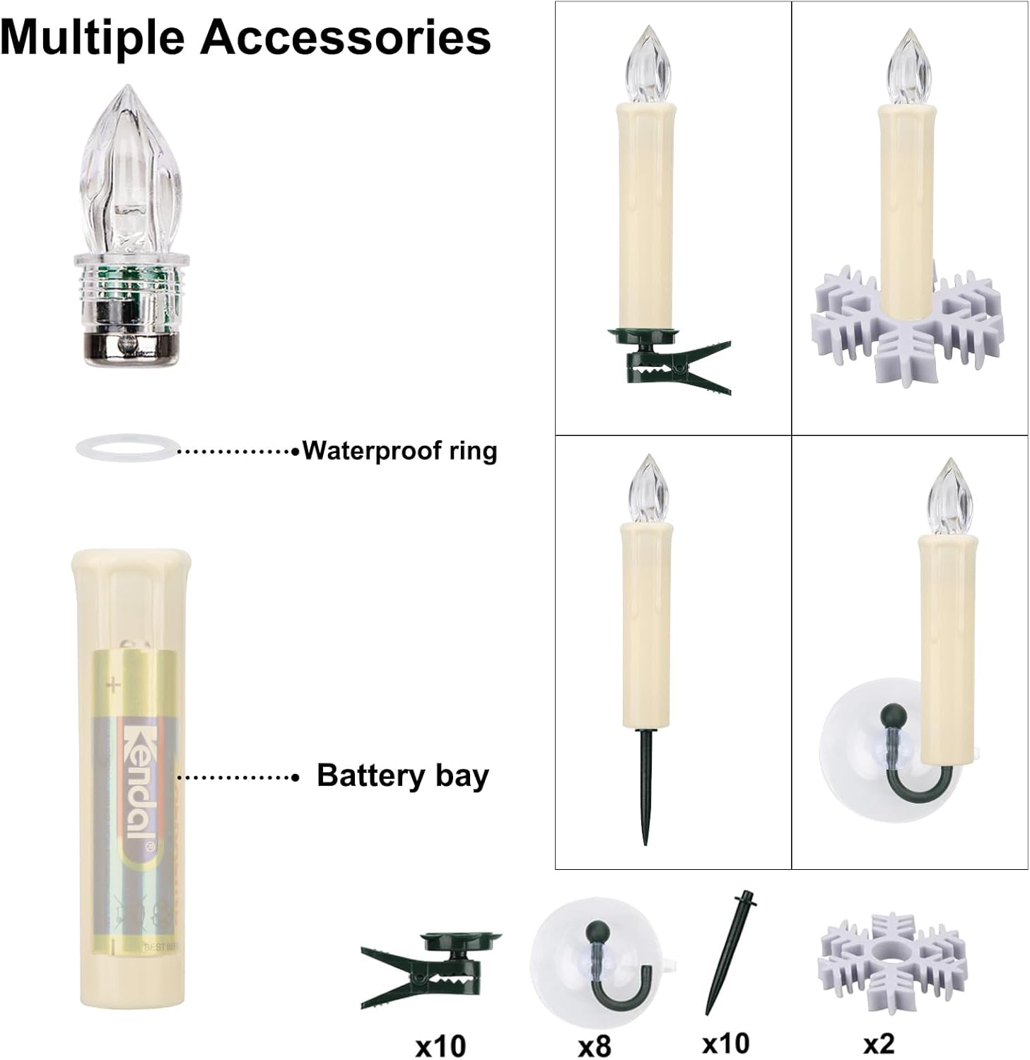 Skiennix LED Flameless Taper Candles - Battery Operated with Remote Timer | 10 PCS for Christmas & Events