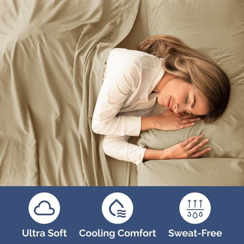Cal King Size Sheet Set by Hotel Luxury | Comfy, Breathable & Cooling - Ultra-Soft, Wrinkle-Free - Beige