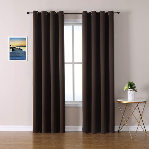 ChrisDowa Blackout Curtains - 108-Inch Long Grommet Thermal Insulated Panels | Brown, 2-Panel Set for Living Room & Bedroom