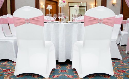 MDS Spandex Chair Sashes - Pack of 150 Universal Elastic Stretch Ties with Buckle Slider - Dusty Rose