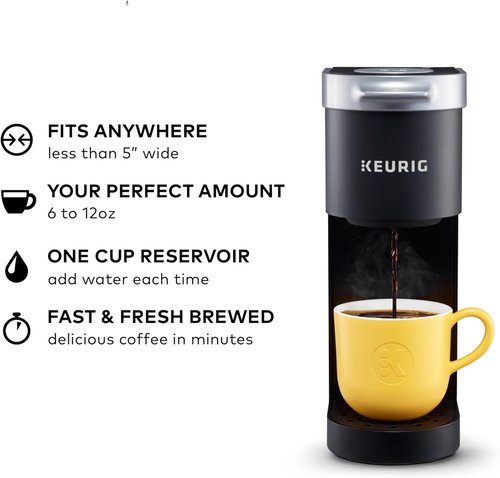 Keurig K-Mini Coffee Maker - Compact Single Serve K-Cup Pod Brewer | 6-12oz Brew Size, Black