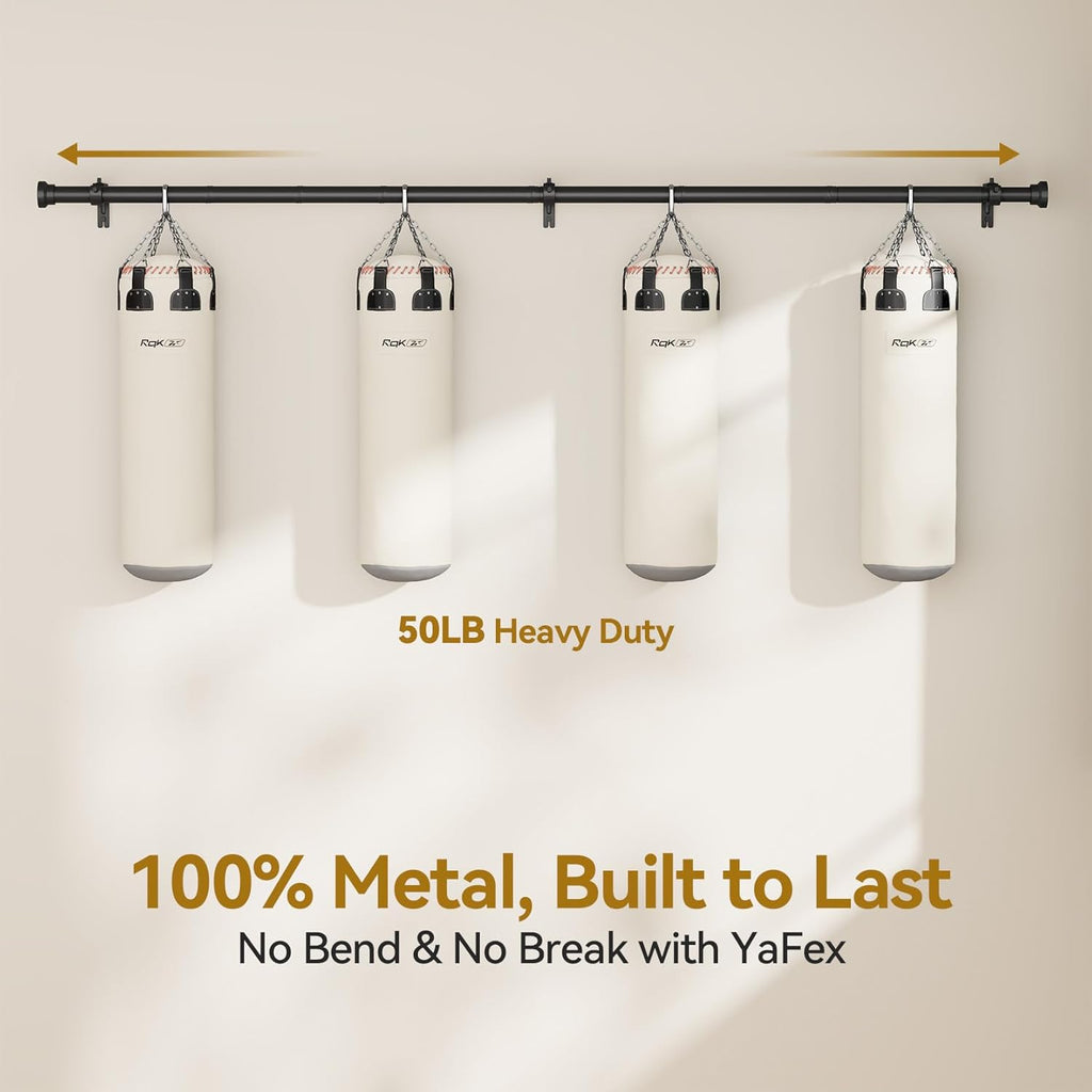 YaFex Adjustable Curtain Rods - Heavy Duty 1 Inch, 32-170 Inch, Modern Black Design for Easy Installation