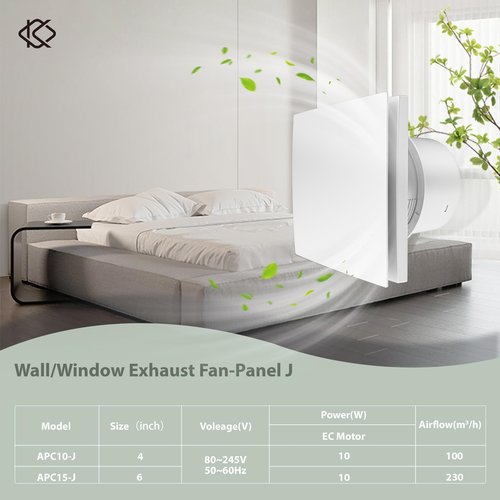 KCVENTSAIR Exhaust Fan Wall Mounted Bathroom 4 Inch with Remote Control Low Noise EC Motor, Easy Glass/Wall Installation, Variable Speed,Suitable for Ventilation in Rooms, Homes, Garages, and Attics