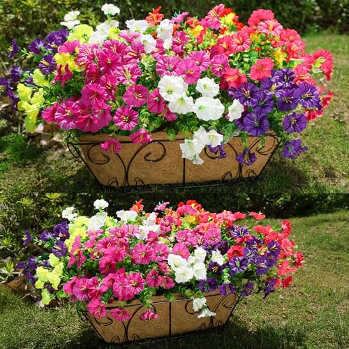 Outdoor Artificial Morning Glory Flowers - 12 Bundles UV Resistant Faux Plants
