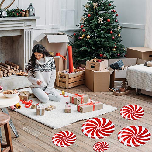 Outus 33 Pcs Peppermint Candy Floor Decals Stickers Christmas Decoration - Style 1