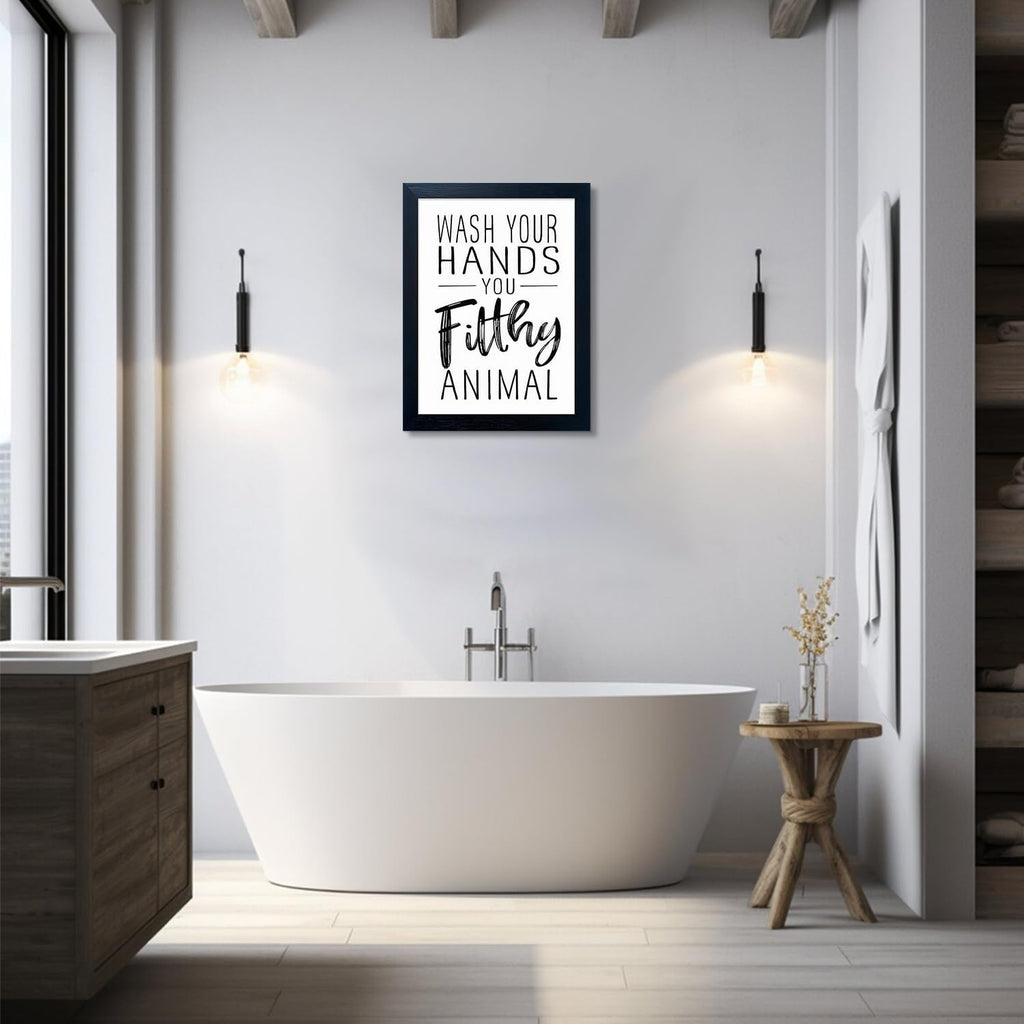 Regine Switzerland Bathroom Decor Wall Art - Framed Black and White Prints for Guest Toilets