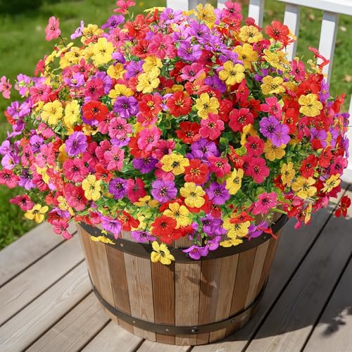 24 Bundles Artificial Daisy Flowers - UV Resistant Outdoor Faux Plants