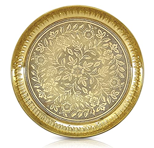 10-Inch Handcrafted Brass Puja Thali Set for Worship and Ceremonies