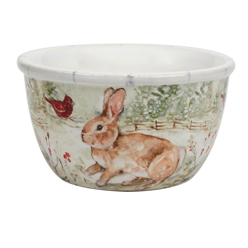 Winter’s Walk Set of 4 Ceramic Ice Cream Bowls – Perfect for ice cream, fruit, or snacks, these nature-inspired bowls feature forest animals in a tranquil snowy landscape 5.25"
