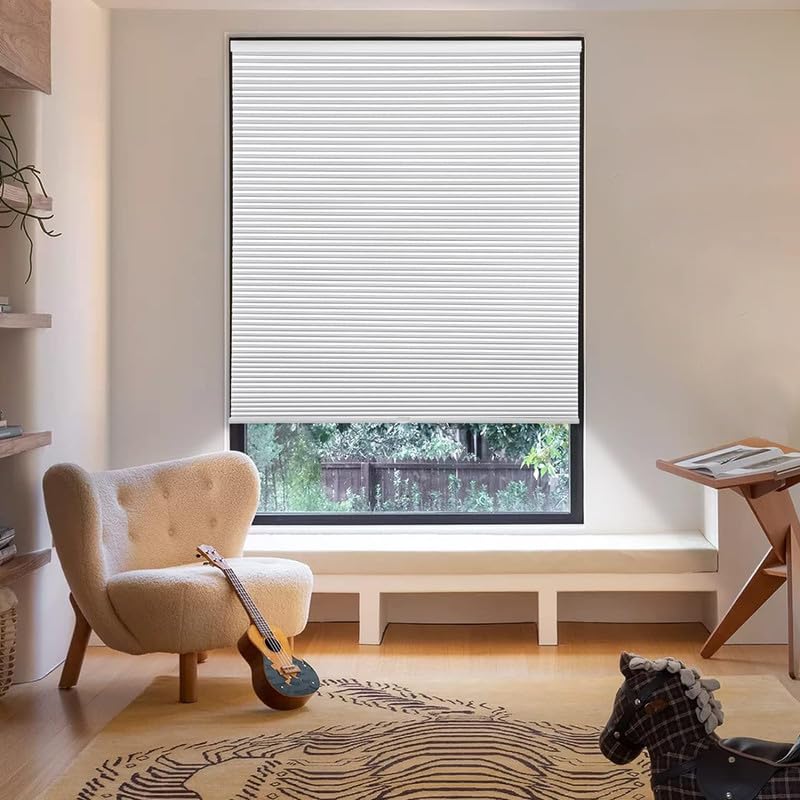 MYshade Cordless Cellular Window Shades No Tools No Drill Blackout Blinds for Indoor Windows Size 35" Wide X 72" Height White Room Darkening Window Blinds for Bedroom, Bathroom, Kitchen, Living Room