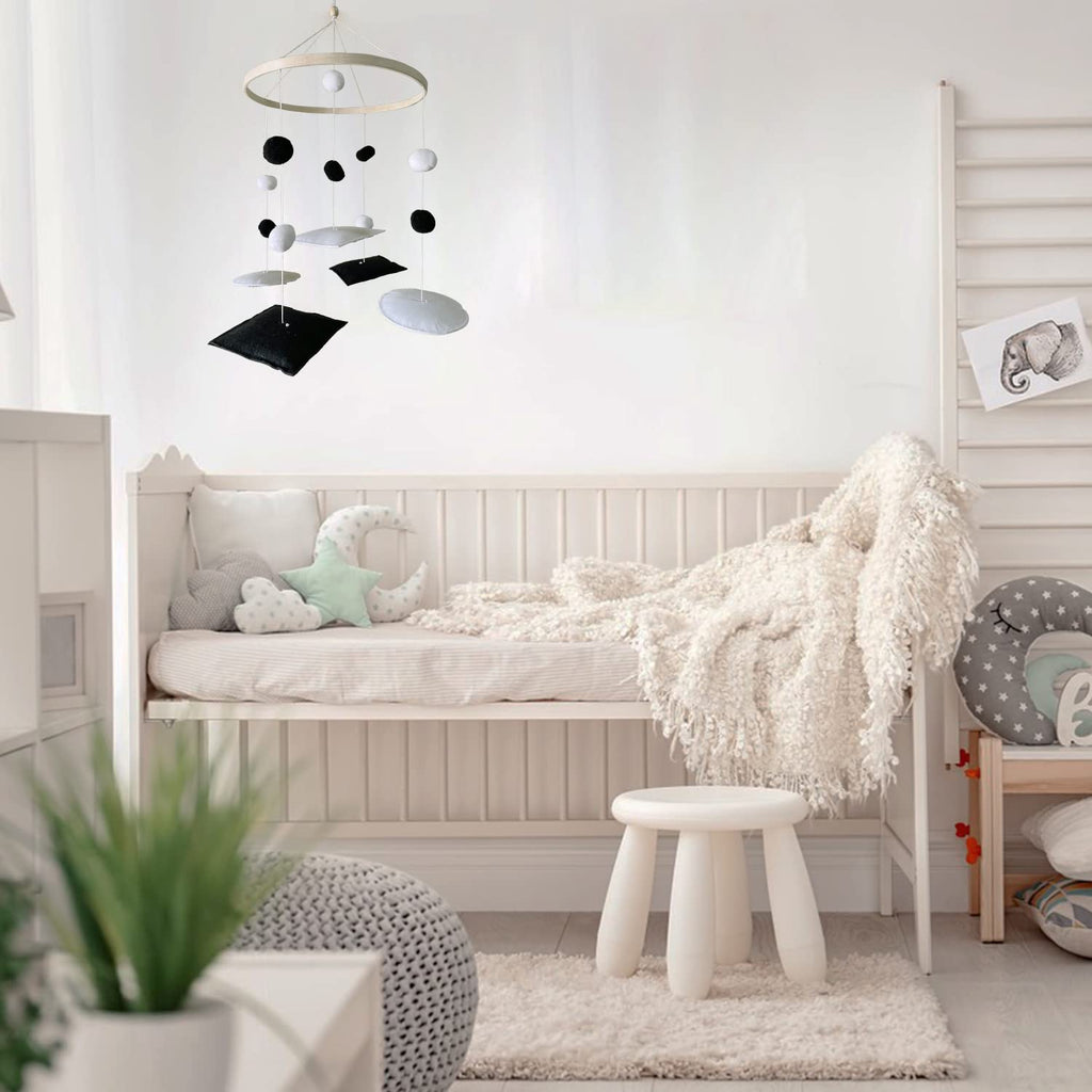 Vlokup Montessori Mobile, Black and White Mobile for Baby, Woodland Baby Crib Mobile for Boys Girls, Neutral Nursery Mobile High Contrast Mobile for Pack N Play, Nursery Decor Woodland