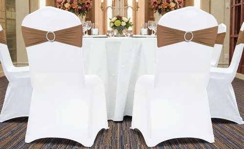 MDS Spandex Chair Sashes - Pack of 150 Universal Elastic Stretch Ties with Buckle Slider - Mocha