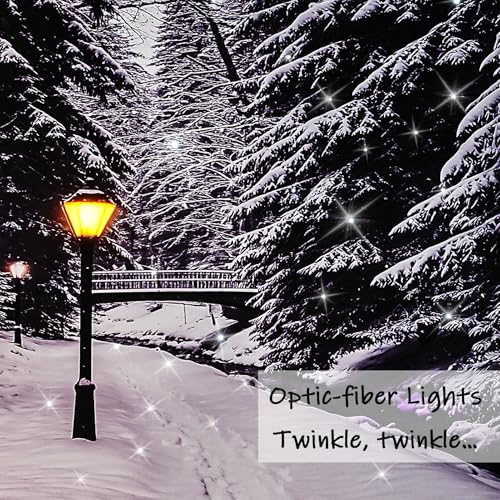 DEMAGNNIE Lighted Fiber Optic Snowy Landscape Wall Art 17x14 in
