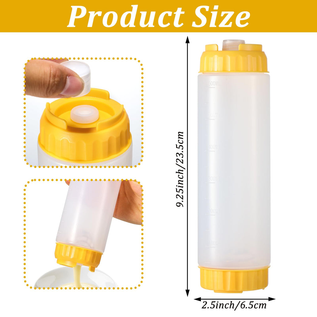 3 Pack Pancake Batter Dispenser and Mixer with BlenderBall Wire Whisk, Pancake Shaker Batter Dispenser, Kitchen Batter Bottle Squeeze for Cupcakes, Muffins, Crepes, Breakfast Art, and More (Yellow)