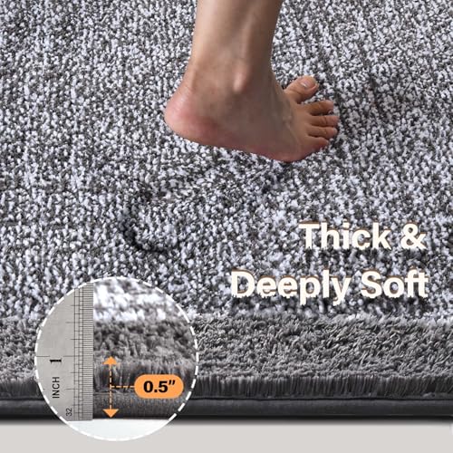 simpWalnut 2x4 Ft Large Bathroom Rug and Runner - Grey Non Slip Washable Mat